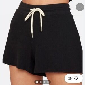 Mate The Label Black Organic Cotton Waffle Thermal High Rise Shorts Womens XS